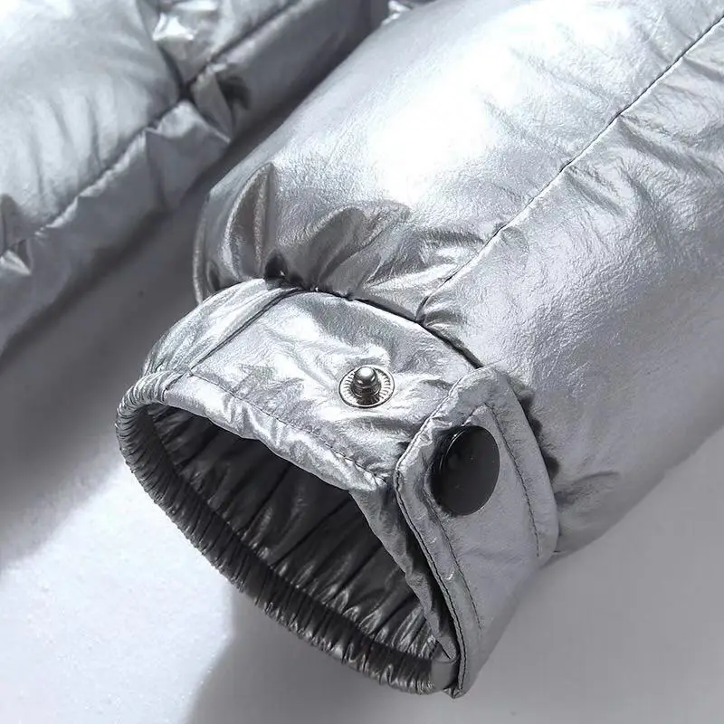 New Glossy Down Jacket Men 's Short Winter Hooded Women Thickened Warm-Keeping and Cold-Proof Long Sleeve Cardigan Jacket