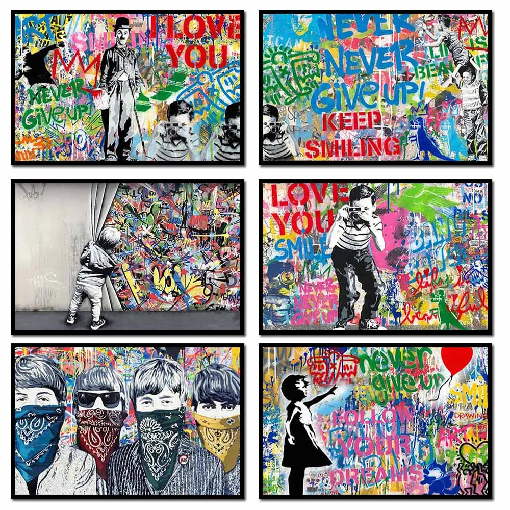 

New Modern Street Graffiti Art Painting Nordic Popular Wall Posters And Prints Living Room Bedroom Family Picture Decoration