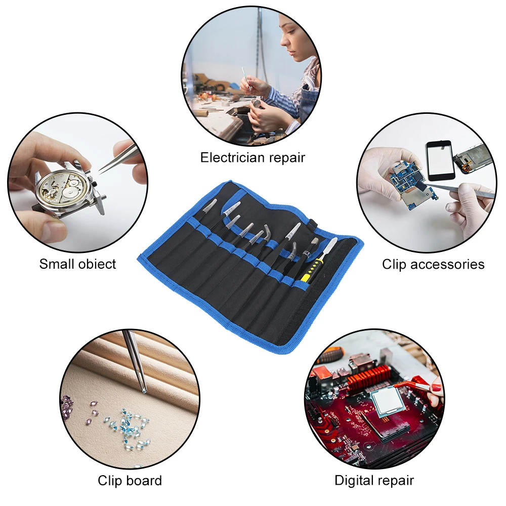 Промышленные пинцеты из нержавеющей стали набор 10 прецизионных антистатических