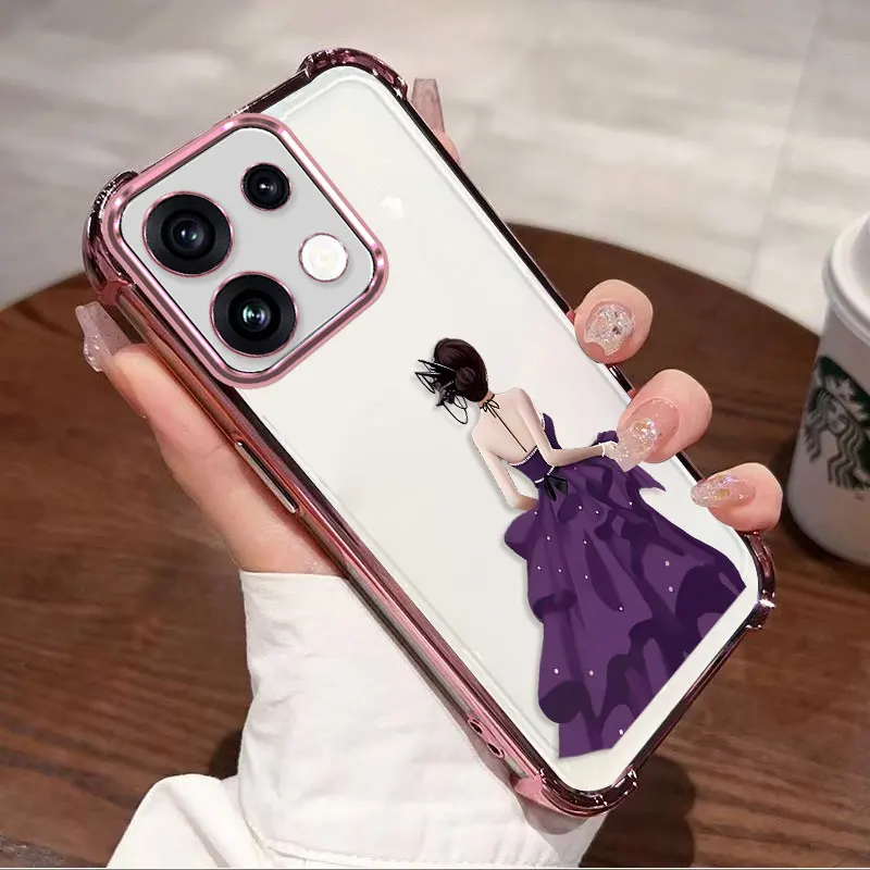 Фото Чехол с покрытием для OPPO Reno 16 Pro 16F 16FS Reno16 F FS 5G, противоударный чехол из ТПУ с принтом бабочки, защита по четырем углам №4