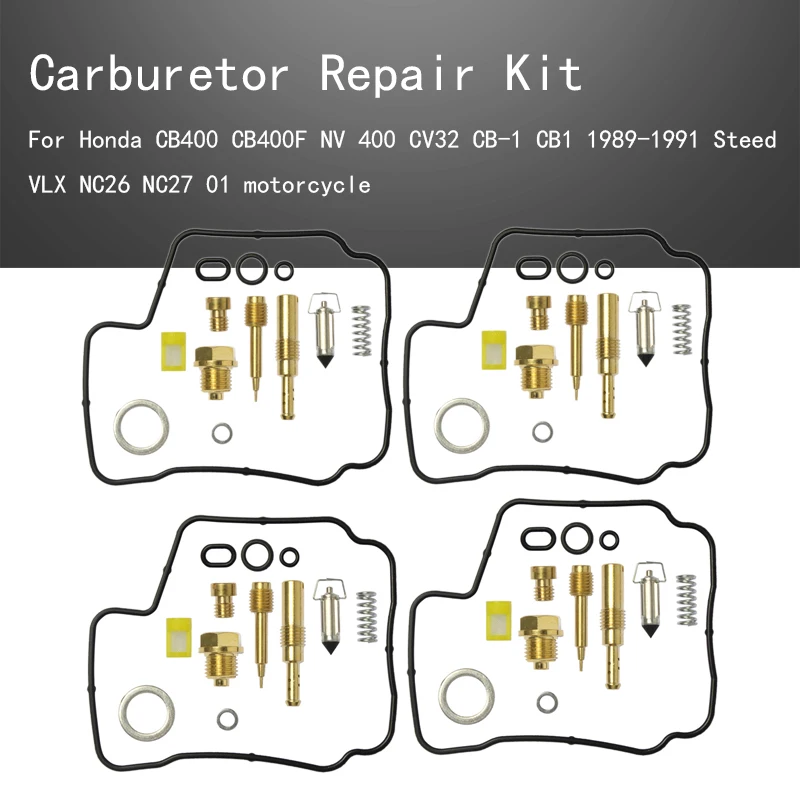 

Комплект для ремонта карбюратора из 4 комплектов для мотоцикла Honda CB400 CB400F NV 400 CV32 CB-1 CB1 1989-1991 Steed VLX NC26 NC27 01