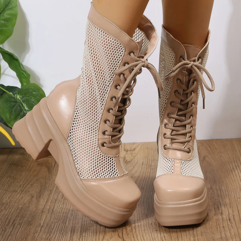 Международная торговля 2023 весна и осень Крутые ботинки на высоком каблуке