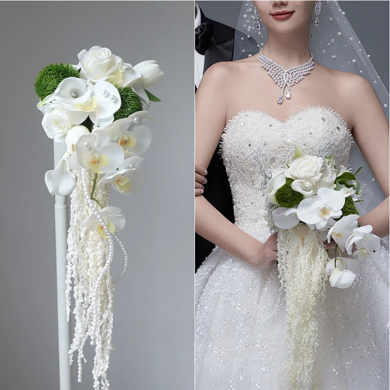 Towoo белая и зеленая серия свежий водопад с имитацией цветка Фаленопсис невесты