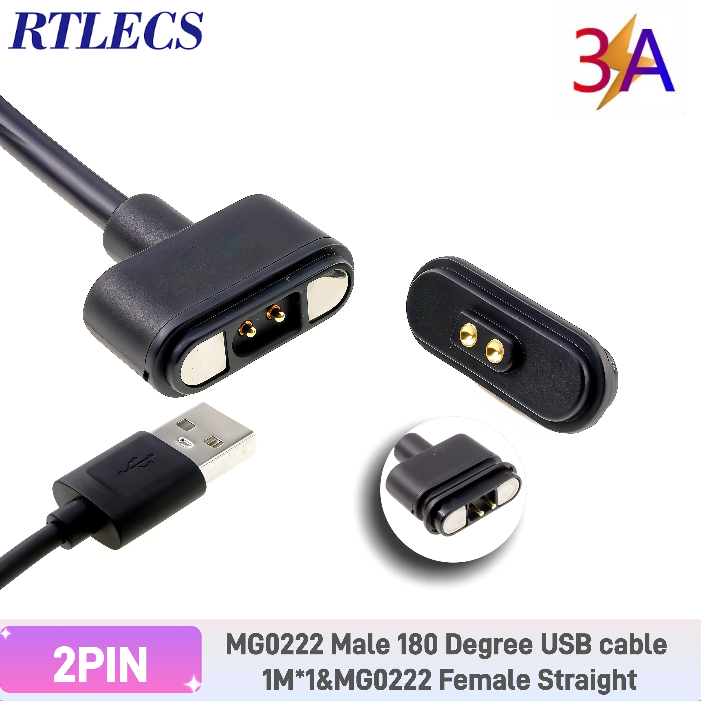 

Магнитный разъем Pogo Pin, 1 комплект, 2-контактный разъем с сильной силой, с внутренним шагом 2,8 мм, водонепроницаемый USB-Кабель-адаптер 3A, высокий ток