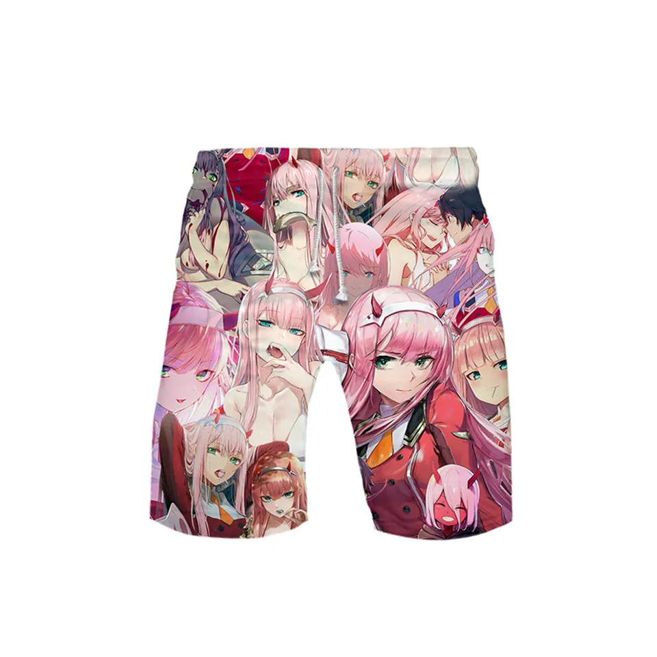 

Kawaii DARLING in the FRANXX 3D Board Shorts Summer Quick Dry Beach Swiming Shorts Kids Anime Zero Two Short Pants Beach clothes
