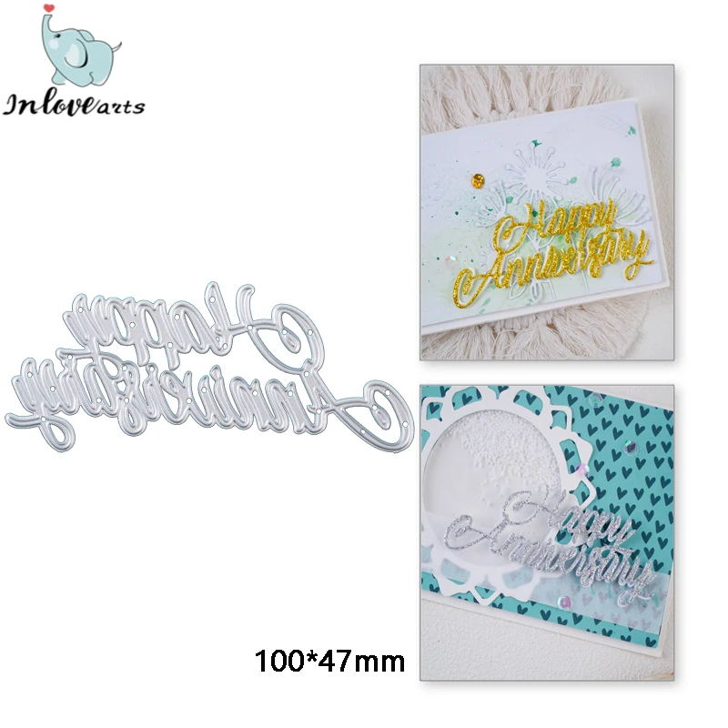 

InLoveArts Happy Anniversary Metal Cutting Dies Letter Stencil DIY Scrapbooking/photo Album Decorative Embossing DIY Paper Cards