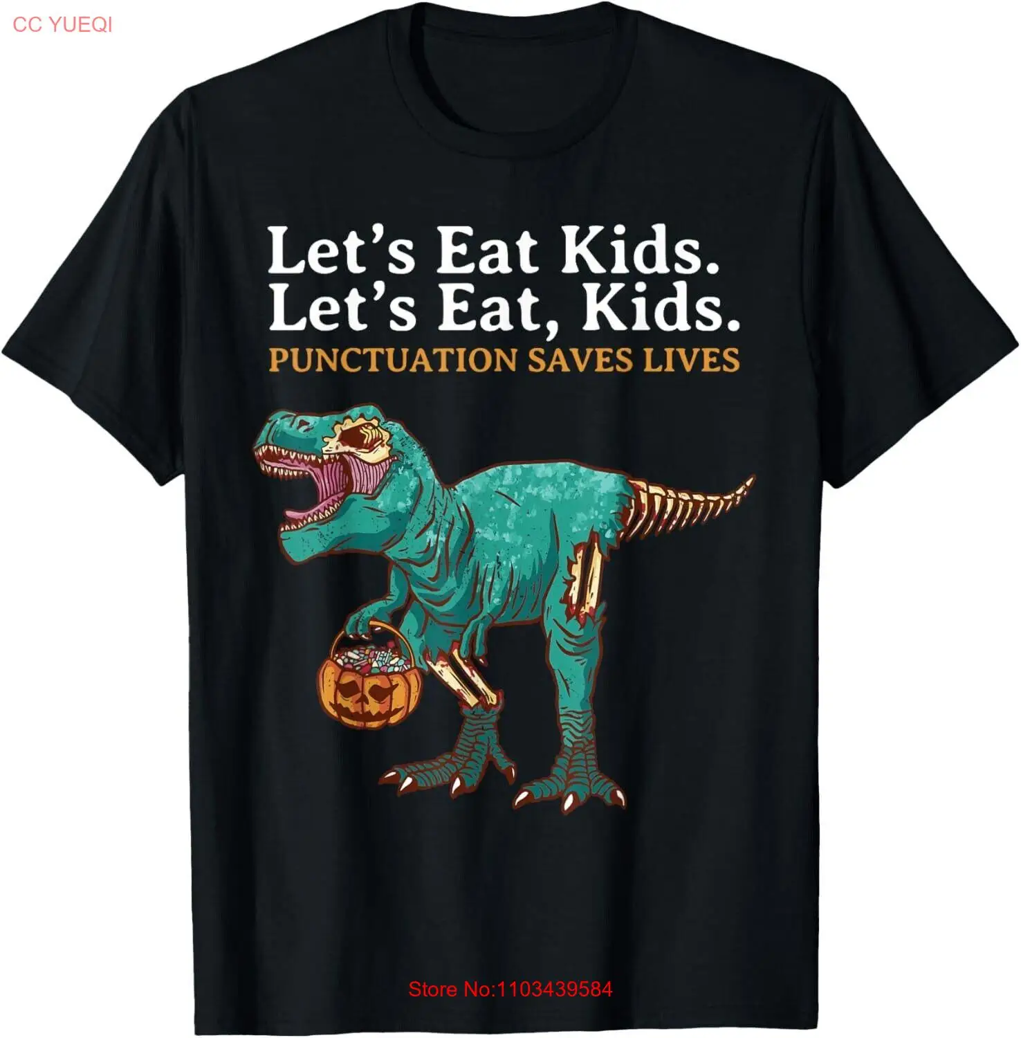 Футболка унисекс Lets Eat Kids Dinosaur Zombie Trick Treat English Gift