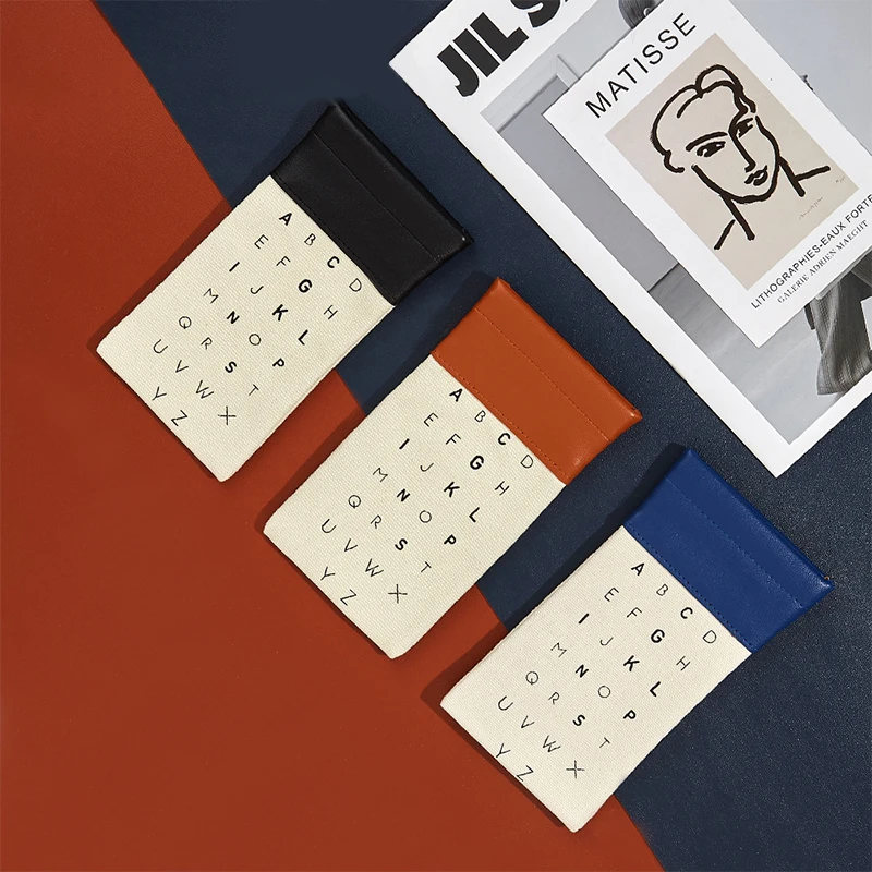 

Fashion Letter Alphabet Paneled Canvas Glasses Bag Women Thick Soft Glasses Pouch Men Portable Sunglasses Storage Bag