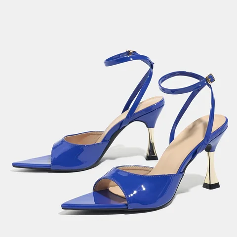 Eilyken/Новые летние женские сандалии с острым носком и пряжкой на ремешке, модные вечерние модельные туфли на тонком высоком каблуке, большой размер 43