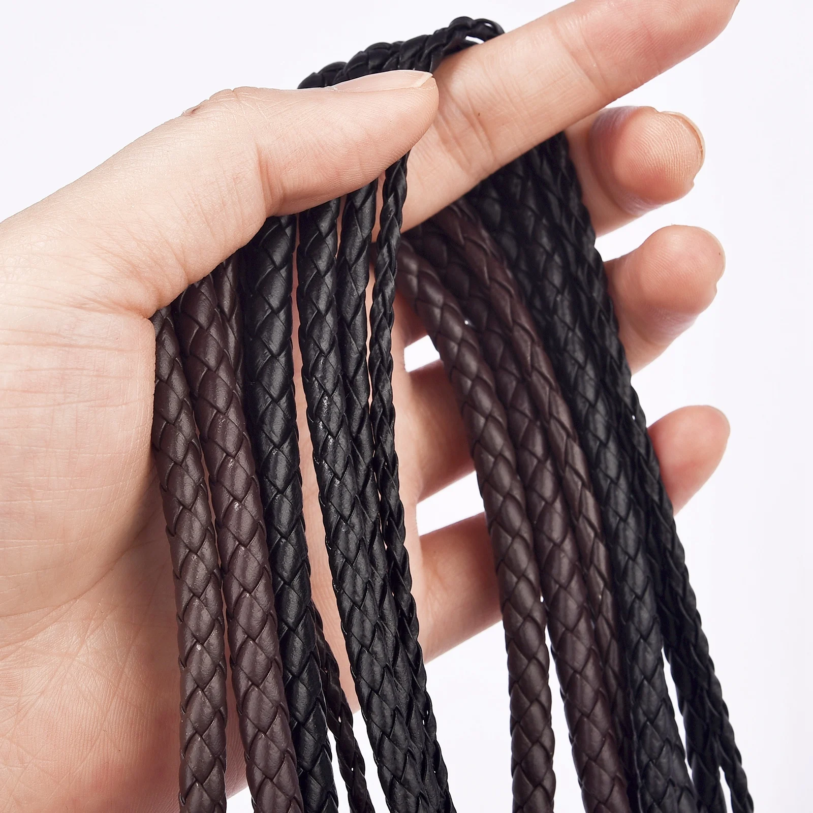 2m 3/4/5/6mm Braided Leather Cord Rope Strip For DIY Pendant Neck Bracelet Jewelry Making Supplies Dropshipping Wholesale
