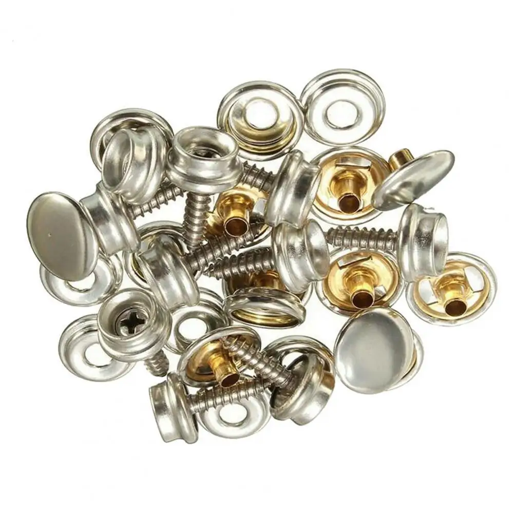 

10Set/Bag Snap Fastener Multiple Use Rust-proof Metal 15mm Pop Studs Heavy Duty Press Button for Boat Covers