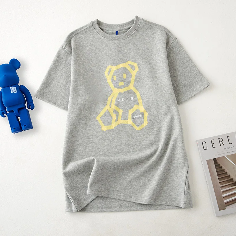 Летняя новая футболка Ader с мультяшным принтом медведя дизайнерская свободная в