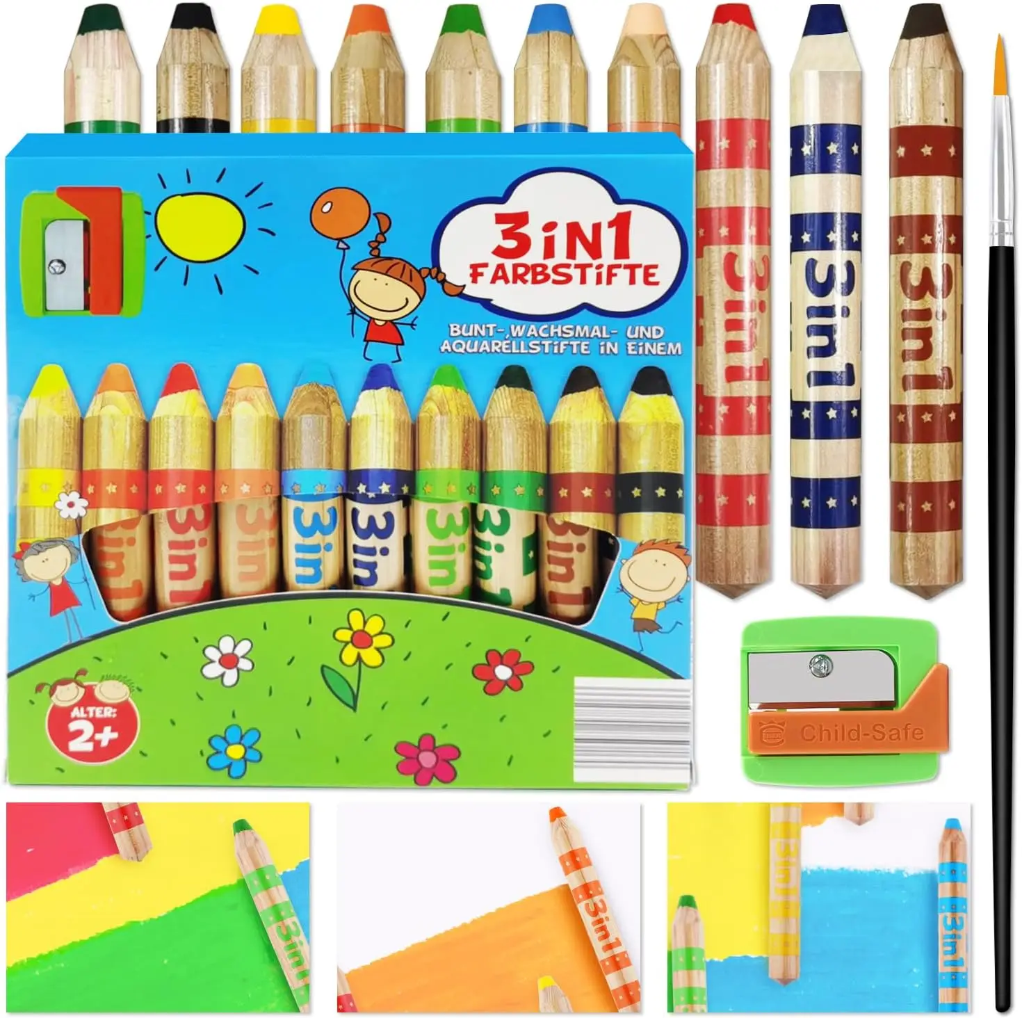 

Цветные карандаши Jumbo с животными для детей 3-12 лет