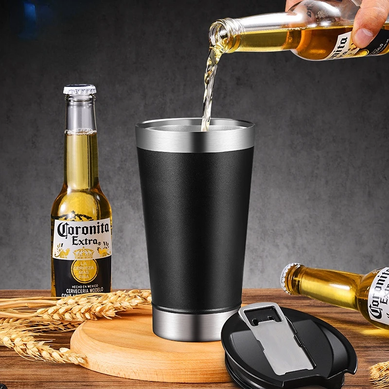 

Beer Mug Layer Stainless Opener Insulation Cup Car Cup Steel Customized Double Outdoor Creative With Bottle Car