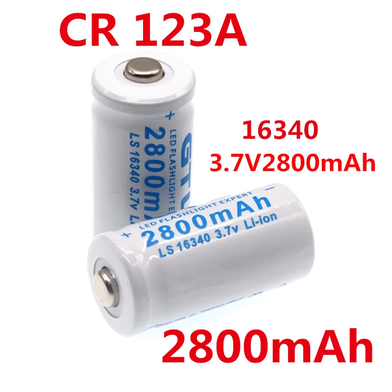 

Новые батареи большой емкости 2800 мАч, перезаряжаемые литий-ионные 3,7 в, батарея CR123A для фонарика, для батареи CR123A 16340
