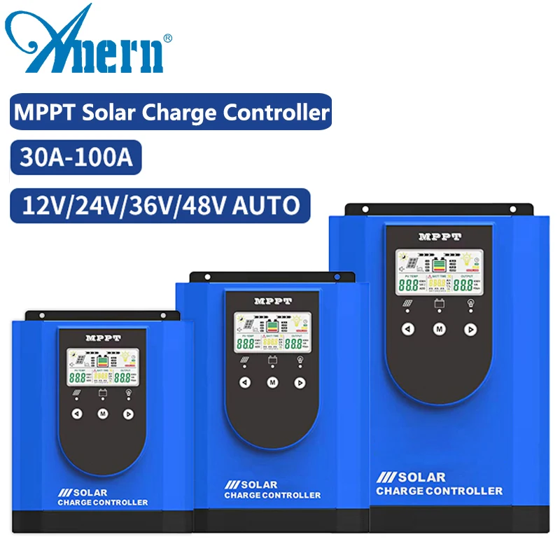 

MPPT 100A 60A 50A 40A 30A Solar Charge and Discharge Controller LCD Display 12V 24V 48V Auto Solar Power Regulator
