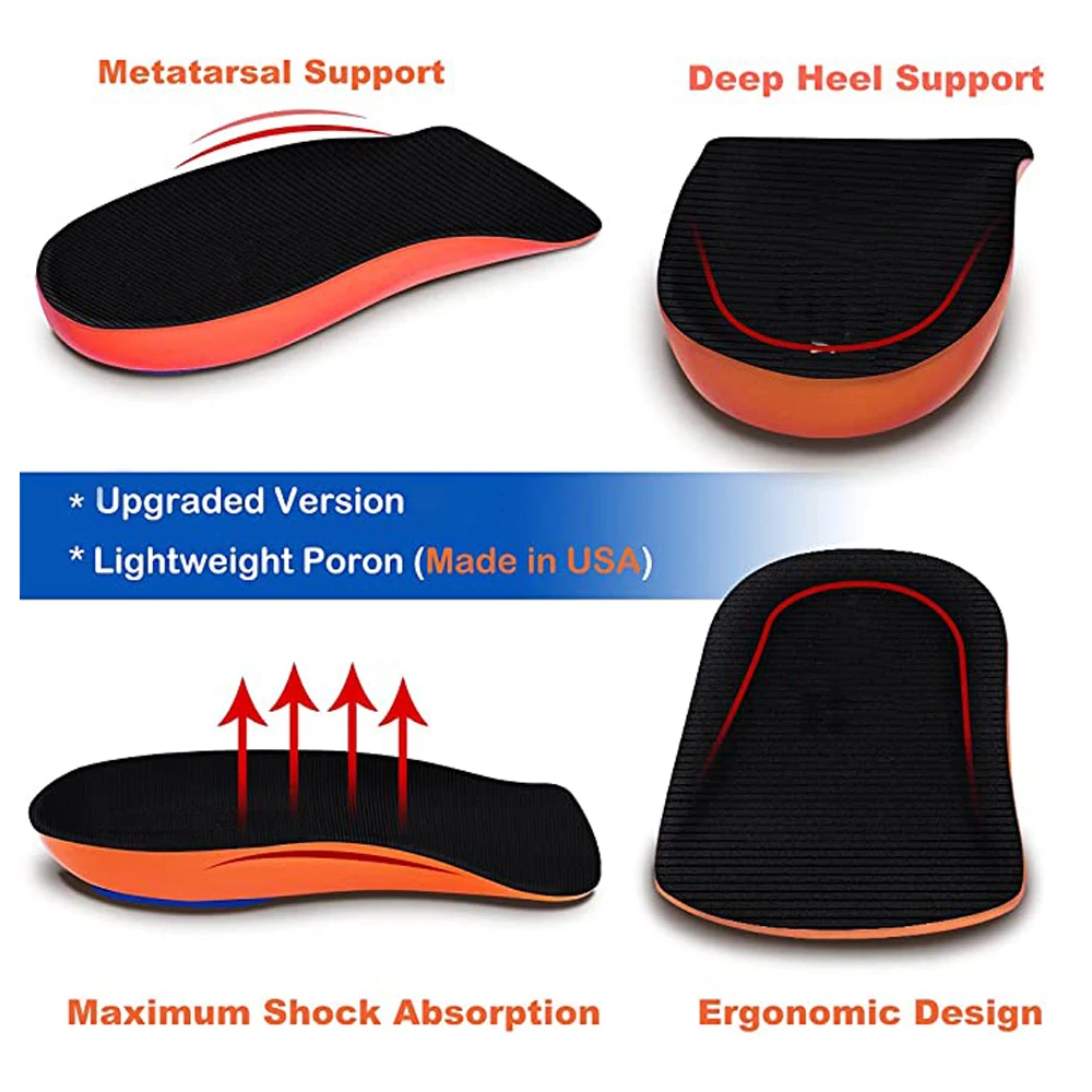 Sport Orthopedic Insoles for Plantar Fasciitis Orthotics Flat Feet Arch Support Insoles Heel Spur Treatment Pain Relief Shoe Pad