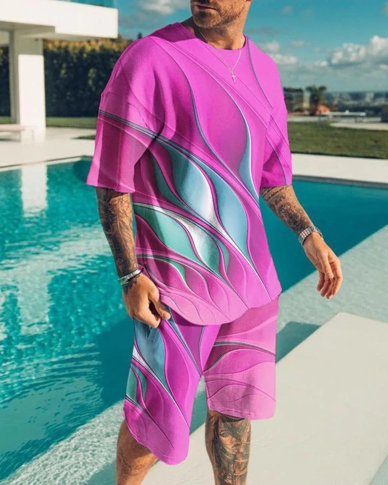 Hawaii Beach Man 2 Piece Set Fashion T-shirt + Shorts Suit O Neck Plus Size Loose Men's Set Summer Hip Hop Streetwear Outfits