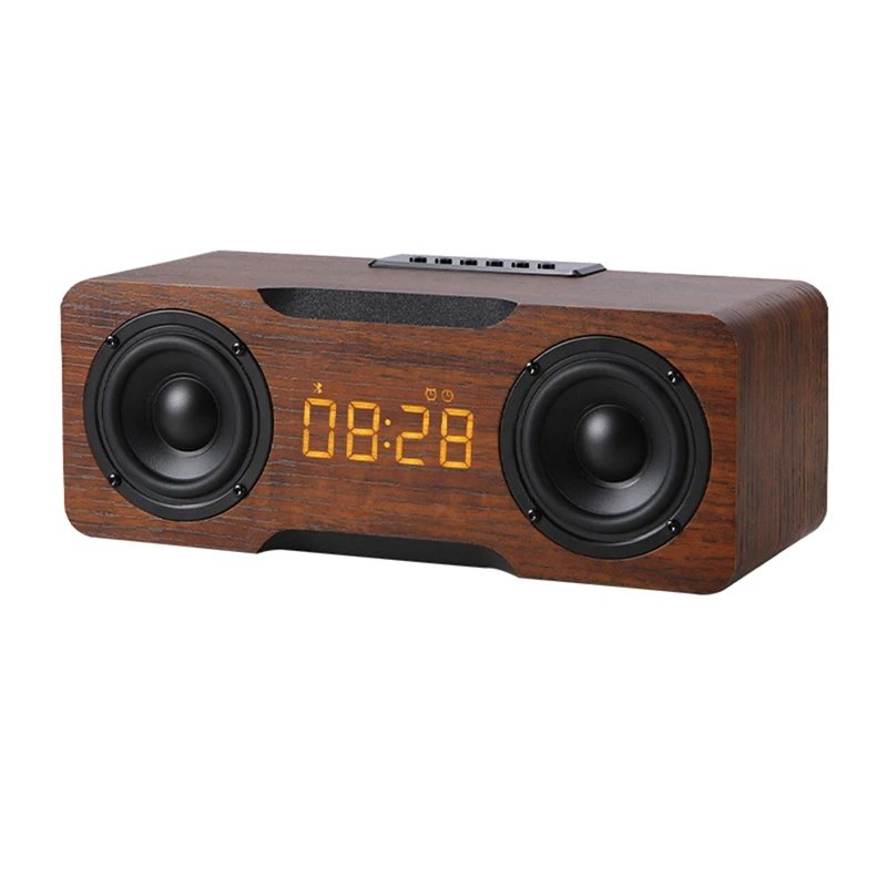 

Wooden Sound Box Home Desktop Computer Wireless Bluetooth Speaker Alarm Clock Sound Bar Audio