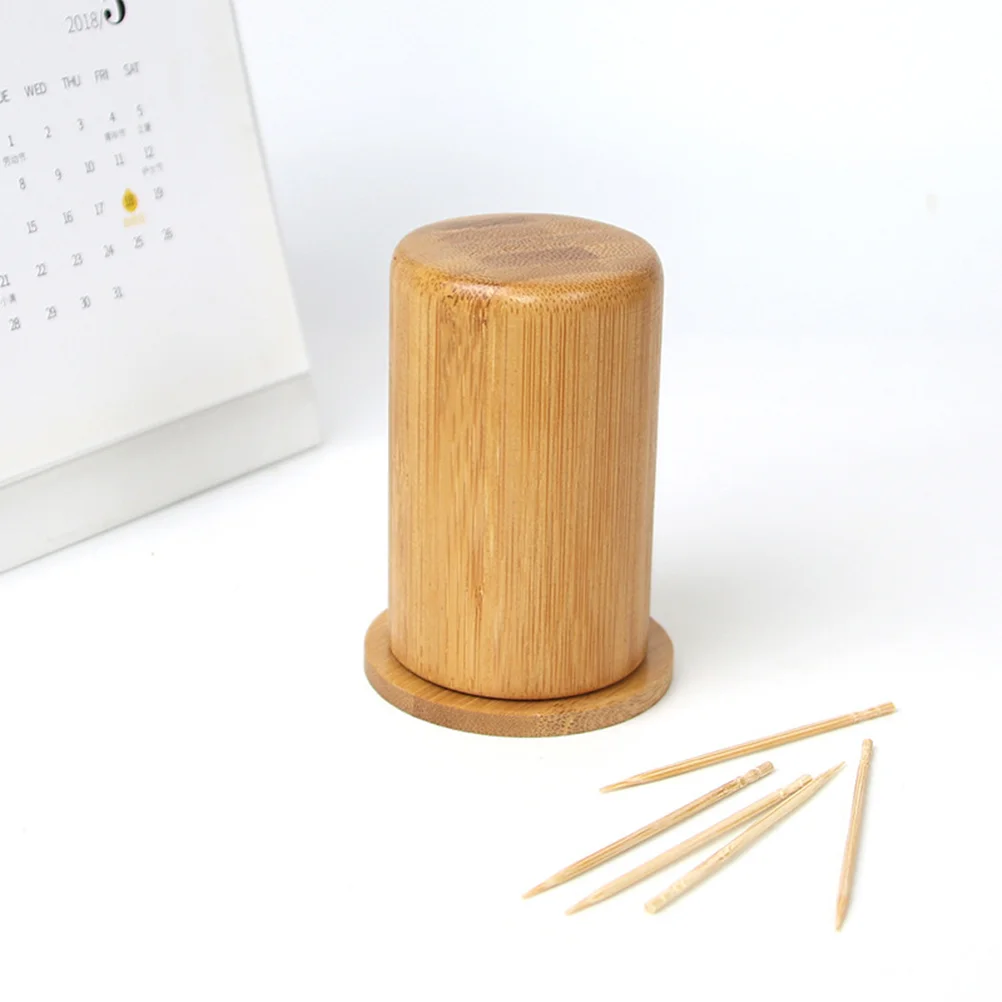 

Toothpick Holder Dispenser Wooden Toothpick Dispenser Wooden Toothpick Holder Portable Cotton Swabs Container with Lid for Home