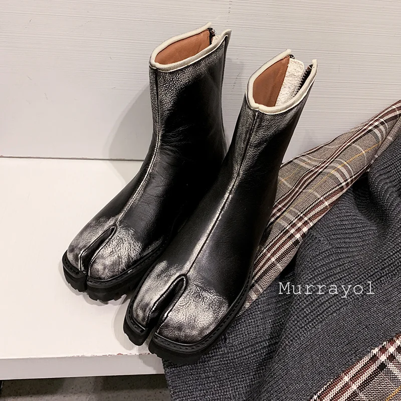 Женские ботинки из натуральной кожи на толстой подошве с молнией сзади р.38-41