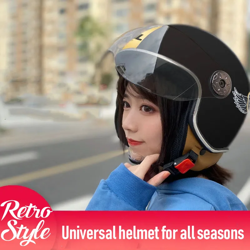 

Retro Style Half Helmet Four Seasons Universal Men's And Women's Winter Warm Sunshade Anti-Dazzling
