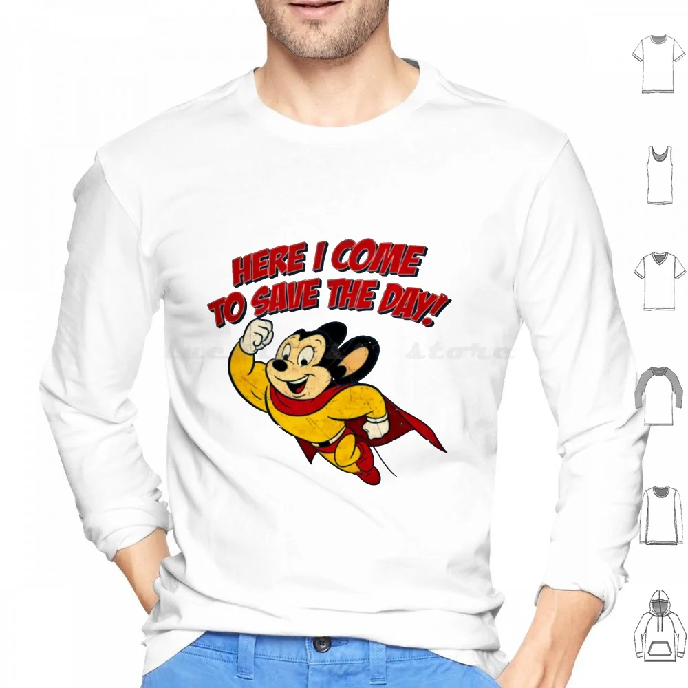 

Могучая мышь счастливые толстовки с длинным рукавом могучая мышь Terrytoons могучая мышь мультяшная могучая мышь