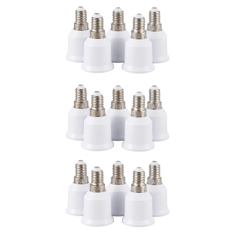

15 Pcs E14, E27 Adapter Base Screw LED Light Bulb Bulb Socket Converter, White