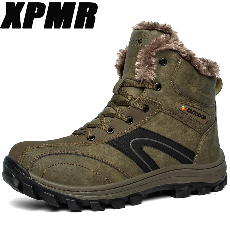 

2022 Men's Hiking Boots Autumn and Winter Outdoor Warm Boots Men's High Top Military Boots Snow Boots Anti-slip Work Ankle Boots