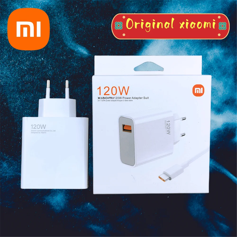 

Xiaomi 120w Charger Original Turbo Fast Charge EU Adapter for Poco F4 GT MI 11T 12S 13 Pro Redmi Note 11 12 Pro Genuine 6A Cable