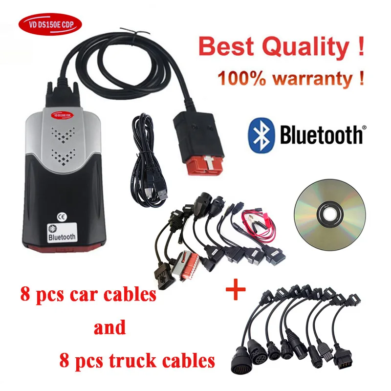 Диагностический сканер Vd Ds150e Cdp Multidiag VD TCS CDP с 8 кабелями для автомобиля