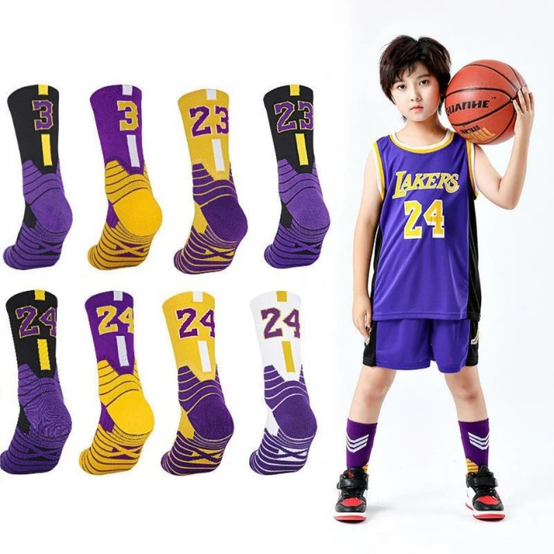 

Cotton Children's Basketball Socks Boys Girls Students Outdoor Sports Long Socks Teens Sweat-absorbing Breathable Mid-tube Socks