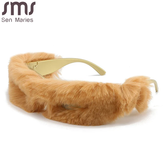 Fashion Soft Full Woollen Sunglasses New Women Men Y2K Trends Cat Eye Fur Velvet Sun Glasses Female Designer Eyeglasses Oculos 4