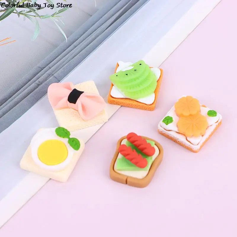 

5pcs Dollhouse Miniature Fruit Dessert Cream Toast Model DIY Decor Accessories Toys
