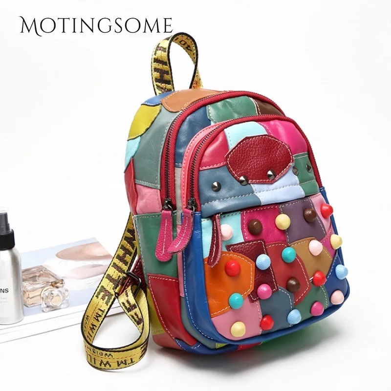 Новинка 2022 рюкзак из натуральной кожи для женщин овечьей путешествий красочный в