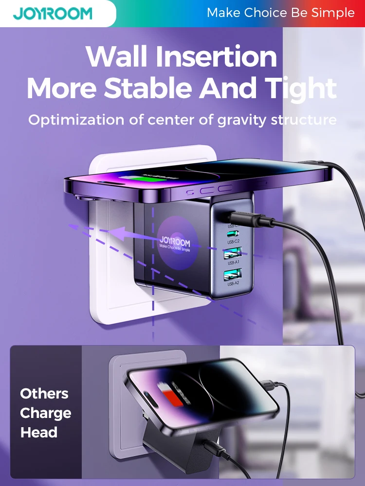 Joyroom 67W GaN USB Charge EU/US/UK Plug Quick Charger For iPhone 14 13 Pro Macbook Type C Fast Charge 3.0 Mobile Portable 2023