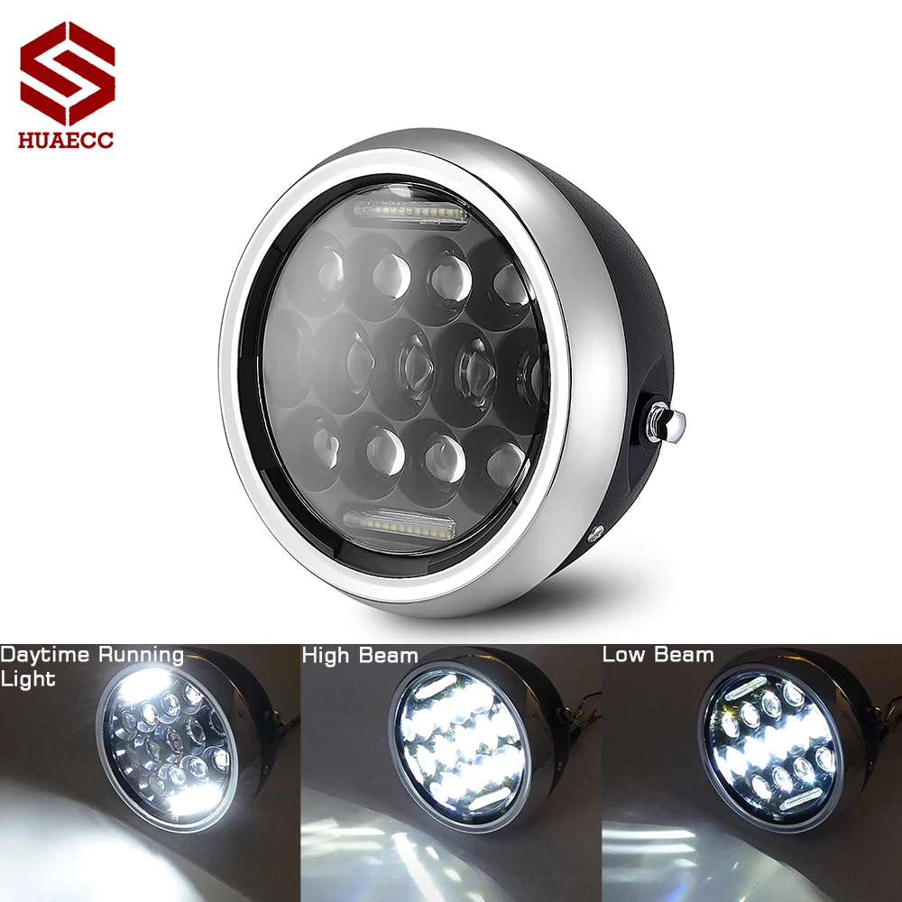 

7.5 inch Universal Cafe Racer Round Motorcycle LED Head lamp Headlamp Distance Light Refit 7.5" Motorcycle Headlight Cafe Racer
