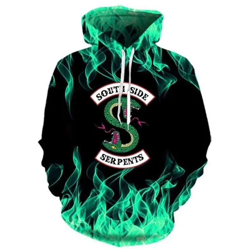 

Худи мужское с 3D-принтом ривердэйла, Свитшот со змеиным принтом, Детская уличная одежда, пуловер, худи для женщин Y2k в стиле Харадзюку