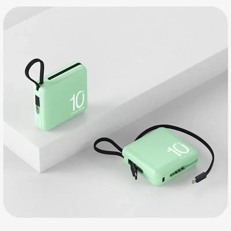 

Внешний мини-аккумулятор на 10000 мА · ч с поддержкой быстрой зарядки и встроенным кабелем