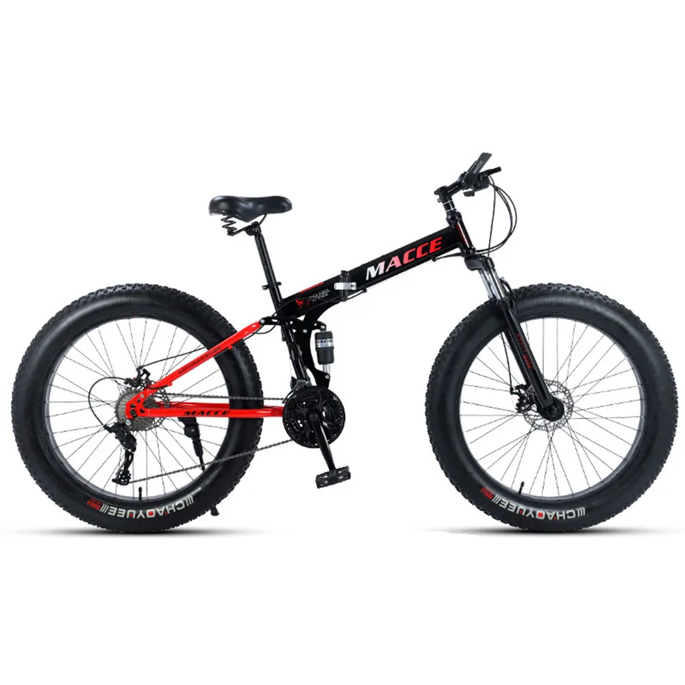 

21 Speeds Foldable Bicycle Mountain Bike 26 Inches Cycling Suspension Bicycle Double Disc Brake Soft Tail Frame Spring Fork