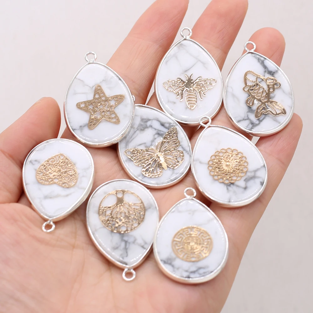 

Natural Stone Pendant Water Drop White Turquoise Pendant For Jewelry Making DIY Necklaces Bracelets Accessories Size 26x35mm