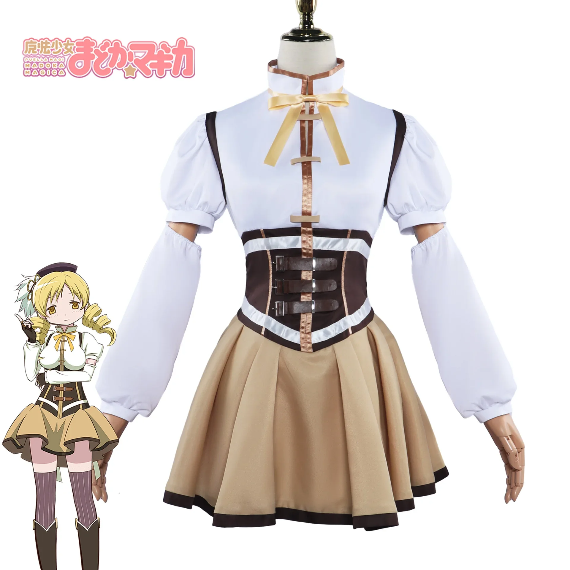 Tomoe Mami Косплей Аниме Puella Magi Madoka Magica Костюм Платье Одежда для Хэллоуина