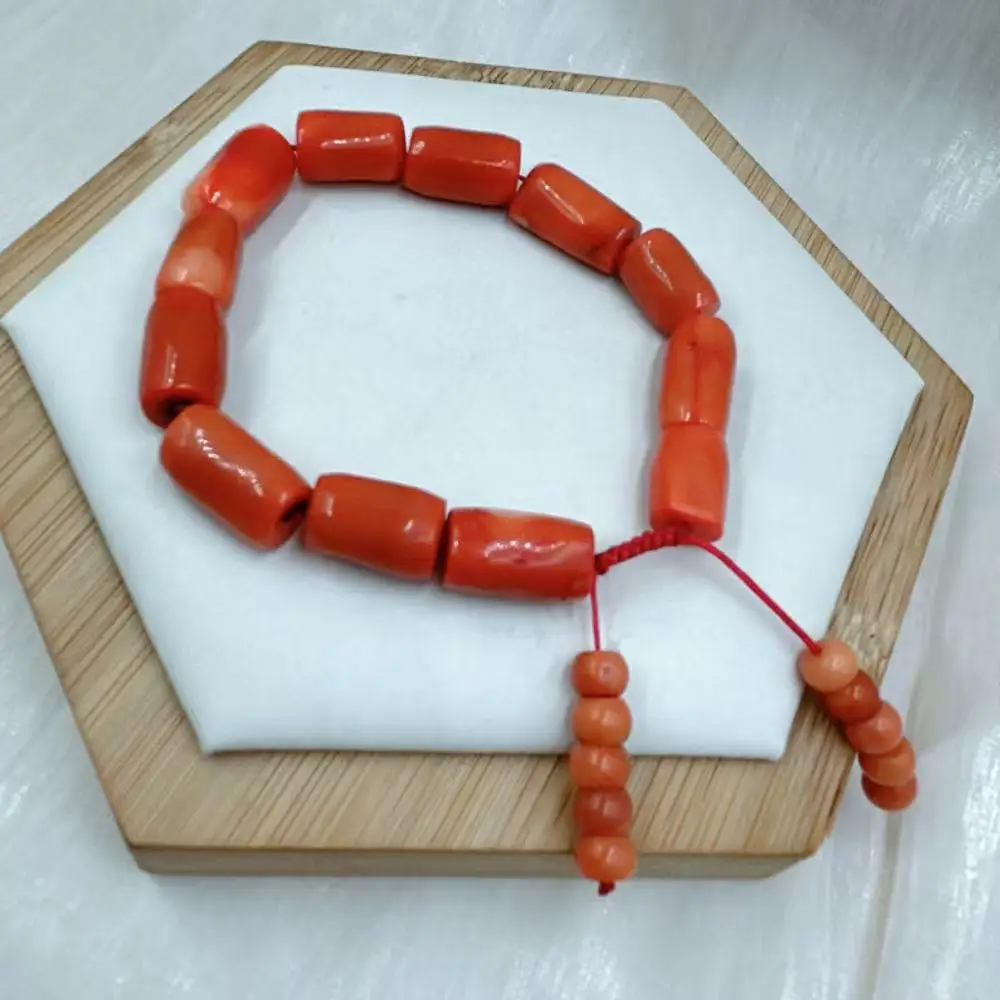 7-9 дюймов 10-12 мм Тибет Aka натуральная колонна оранжевый морской бамбук коралл