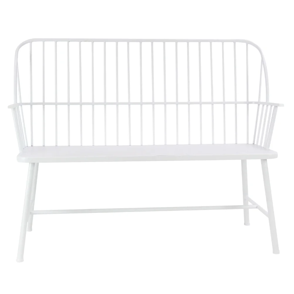 

DecMode Metal Outdoor Bench, White