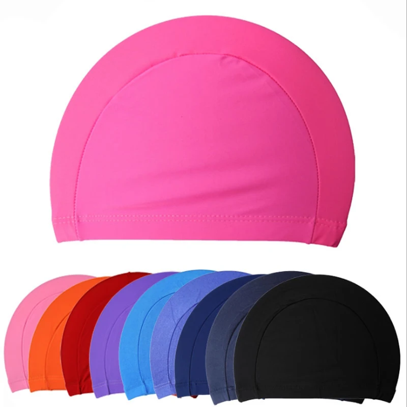

Ultrathin Adult Bathing Caps Free Size Fabric Protect Ears Long Hair Sports Siwm Pool Swimming Cap Hat Adults Men Women Sporty