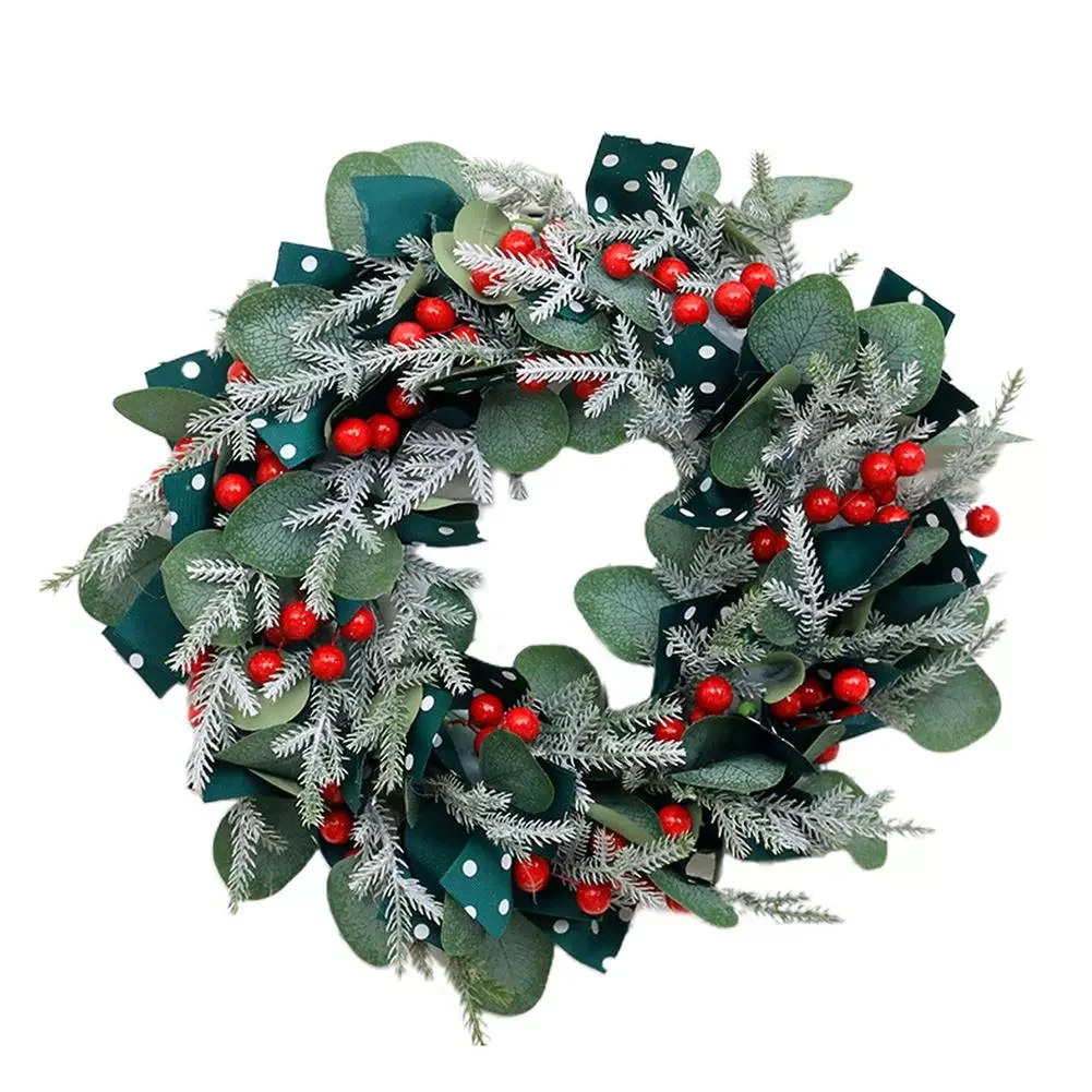 

Christmas Wreath Simulation Flower Vine Circle Front Door Wall Hanging Garland Christmas 2020 Pendant Holiday Home Decorations