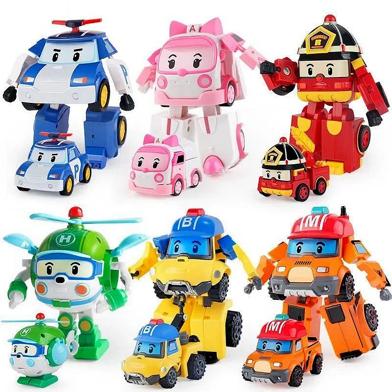 

6pcs/Set Silverlit Robocar Korea Robot Kids Toys Transformation Anime Action Figure Poli Toys For Children Playmobil Juguetes