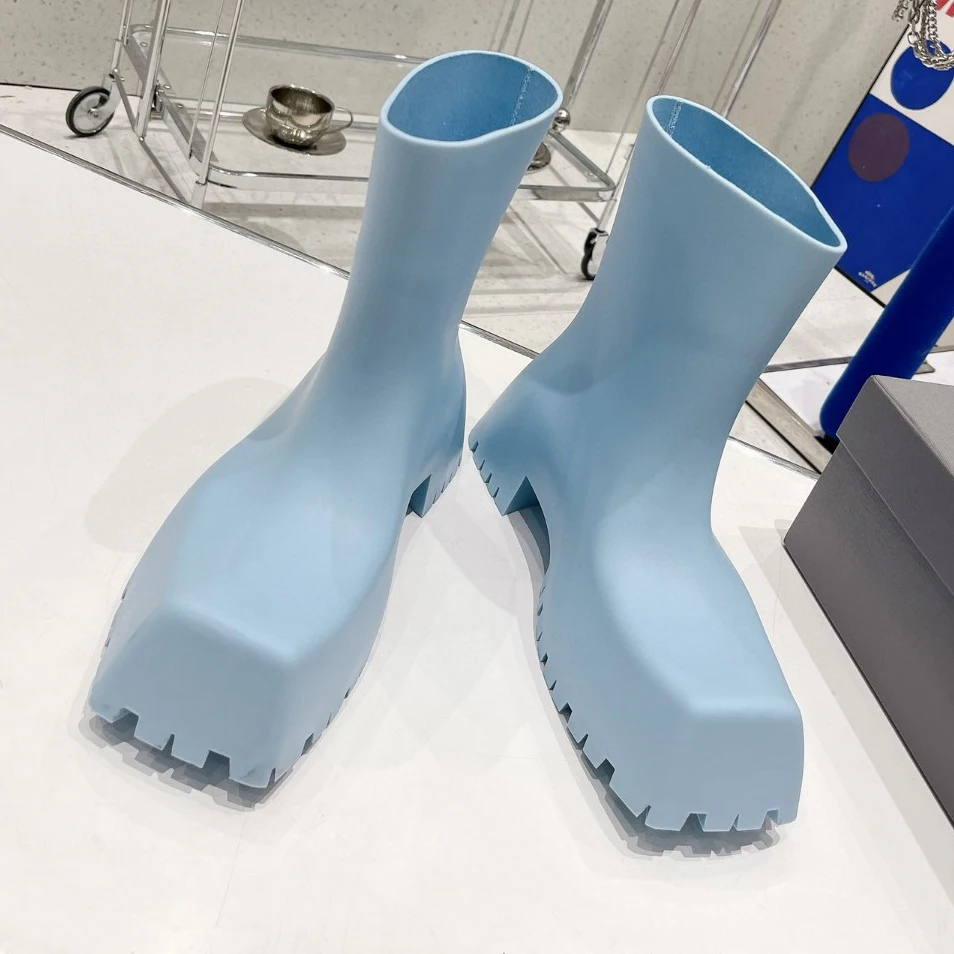 

Женские ботильоны на платформе, модные дизайнерские ботинки до бедра на массивном каблуке, Осенняя обувь из искусственной кожи, 2022