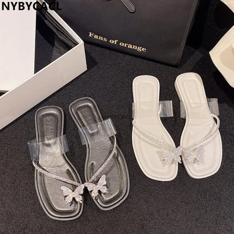 

Summer Sandal Women Fashion Butterfly Diamond Jelly Shoes Female Sandals Fashion Transparent Shoes Flat Beach Open-toed Sandal