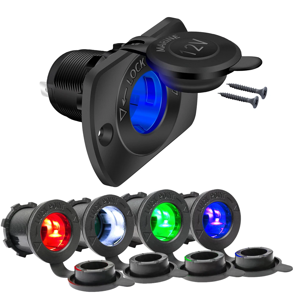 

Розетка для автомобильного прикуривателя розетка для прикуривателя мотоцикла квадроцикла RV, розетка питания со светодиодной розеткой, 12 В,...